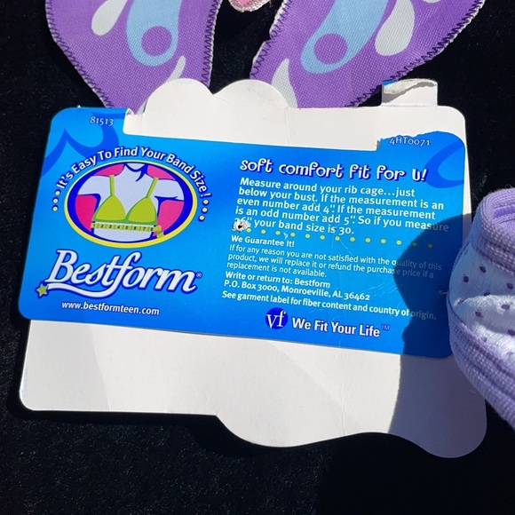 NWT Bestform Purple & White Soft Comfort Racer Back Sports Bra 34 Mesh Girls - Picture 7 of 8